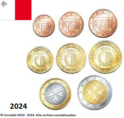 Malta UNC-Set 2024, 8 munten met normale 2 euromunt