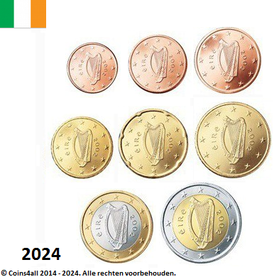 Ierland UNC-Set 2024, 8 munten met normale 2 euromunt