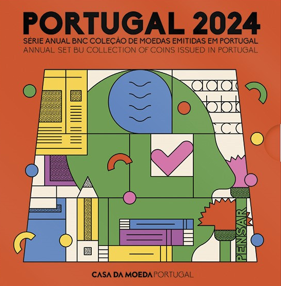 Portugal BU-set 2024, met normale 2 euromunt