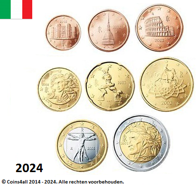 Italië UNC-Set 2024, 8 munten met normale 2 euromunt