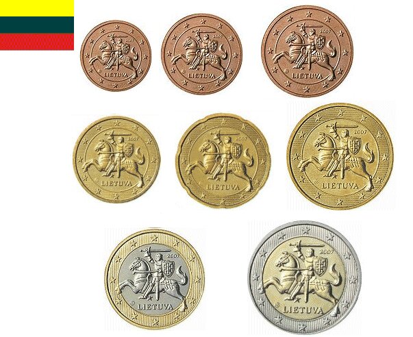 Litouwen UNC Set 2020 8 Munten Met Normale 2 Euromunt Coins4all