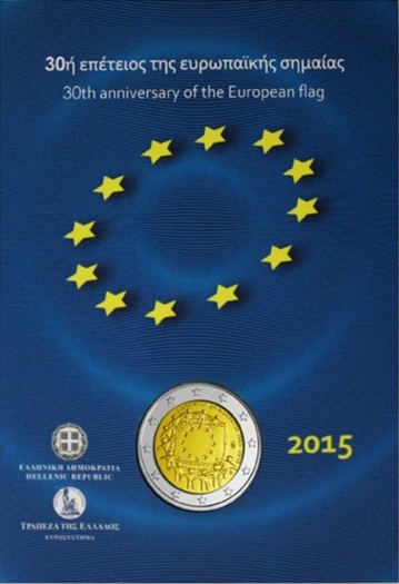 Griekenland Euro Europese Vlag Bu In Coincard Coins All