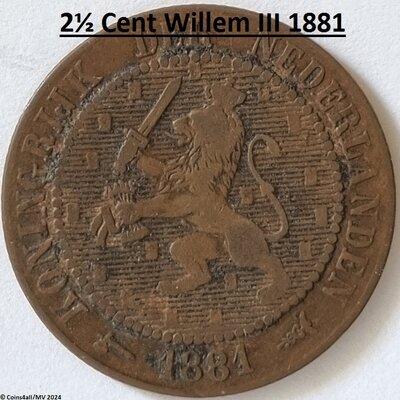 Nederland  2½ Cent 1881 Fr.