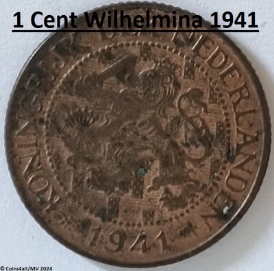 Nederland  1 Cent 1941 Zfr.+ (1)