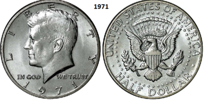 ½ Dollar 1971, zonder mmt, Keuze kwaliteit