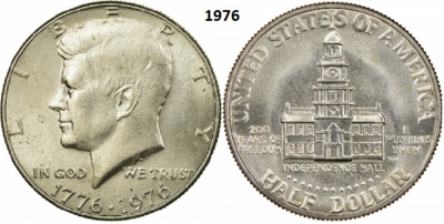 ½ Dollar 1976, zonder mmt, Keuze kwaliteit