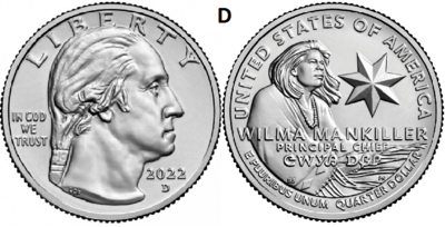 25 Cent 2022, Wilma Mankiller, UNC, D