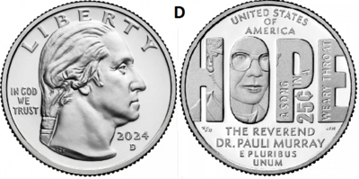 25 Cent 2024, Ds. Dr. Pauli Murray, UNC, D