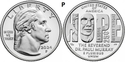 25 Cent 2024, Ds. Dr. Pauli Murray, UNC, P