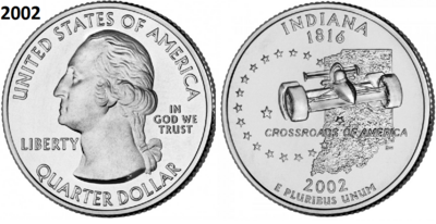 25 Cent 2002, Indiana 'The Hoosier State', UNC