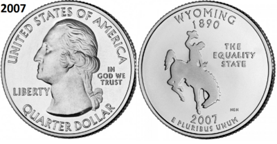 25 Cent 2007, Wyoming 'The Equality State', UNC