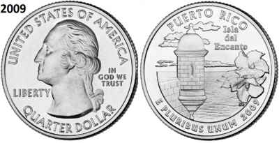 25 Cent 2009, Commonwealth of Puerto Rico, UNC