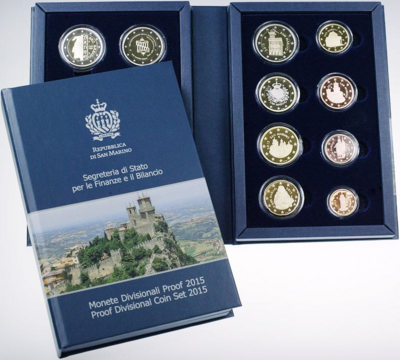 San Marino Proof-set 2015 met 2 bijzondere 2 euromunten