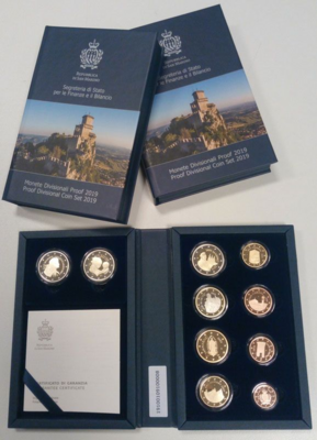 San Marino Proof-set 2019 met 2 bijzondere 2 euromunten