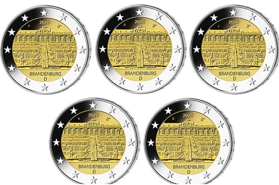 Duitsland 2 Euro 2020 Brandenburg Kasteel Sanssouci UNC Alle